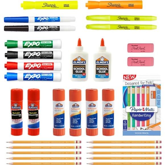 School Supplies Variety Pack: 31-Piece All-in-One Set with Pencils, Markers, Etc - Picture 1 of 6